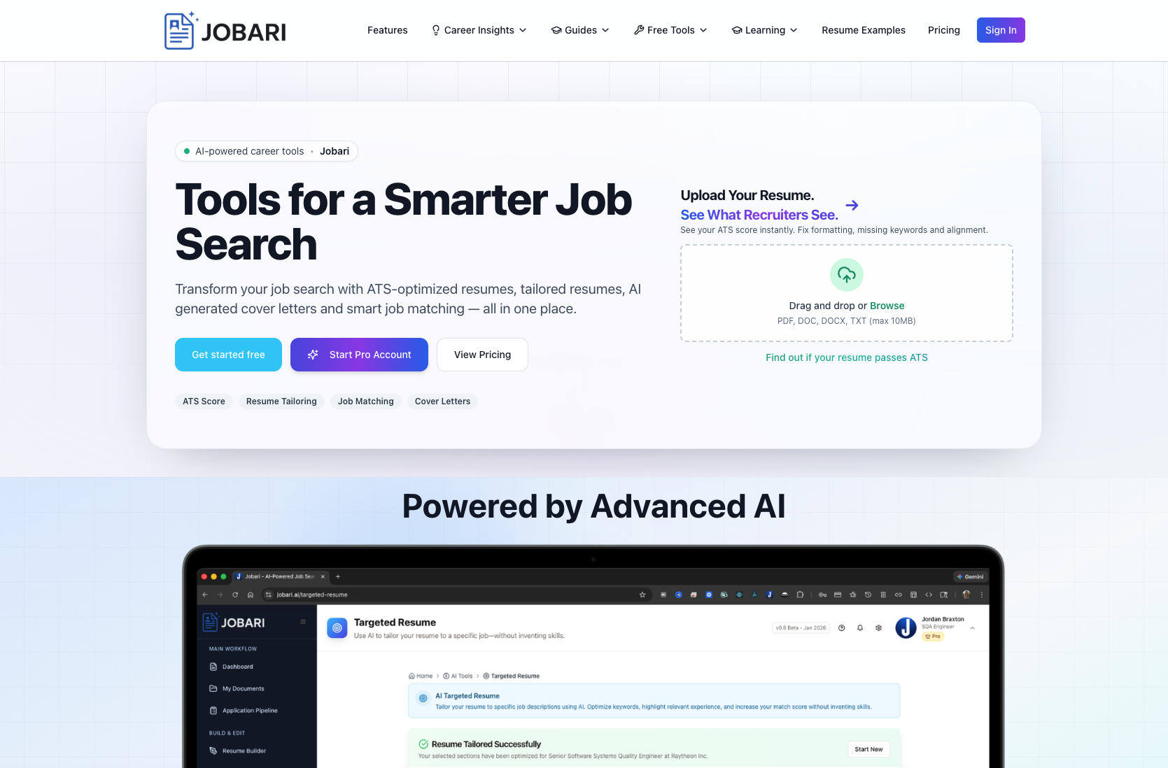 Jobari homepage screenshot