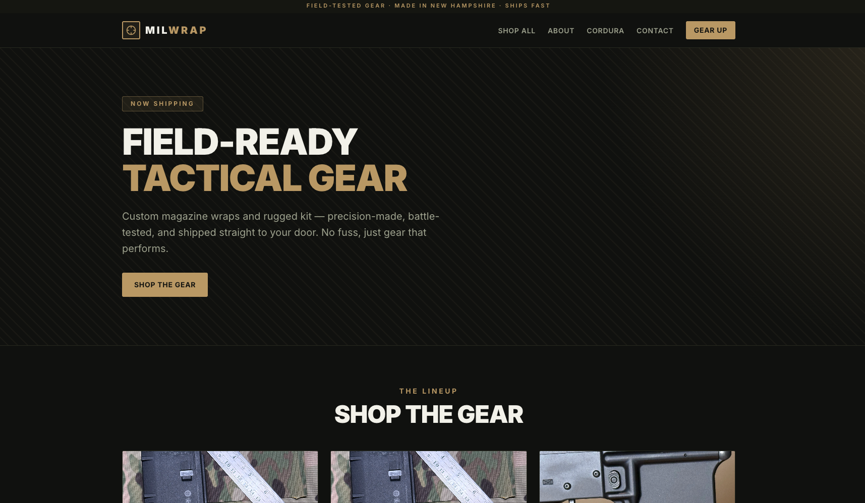 MilWrap homepage screenshot